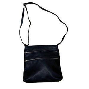 Black Hand Bag Purse Slim Real Leather Bag Women Mens Shoulder Messenger Crossbo